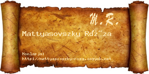 Mattyasovszky Róza névjegykártya